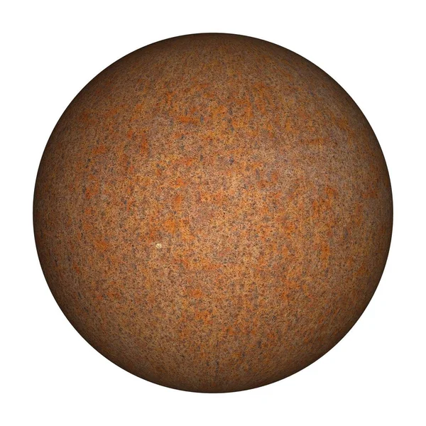 Brown Rusted Steel Metal Sphere White Background — Stock Photo, Image