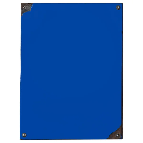 Blank Blue Plaque Copy Space Isolated White Background — Photo