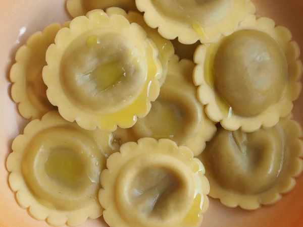 Vegan Ravioli Agnolotti Vegetables Filling Traditional Italian Pasta Food — Stock Photo, Image