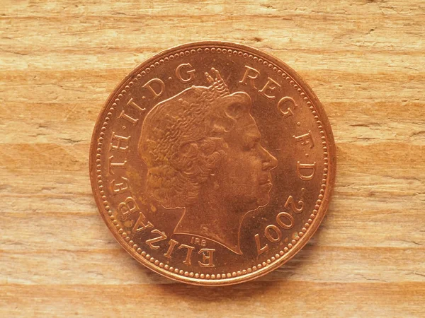 Two Pence Coin Reverse Side Currency United Kingdom — стокове фото