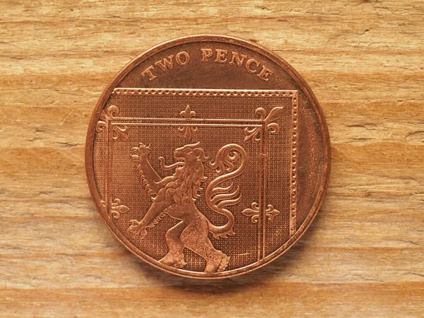 Monety Nominale Dwóch Pensów Waluta Zjednoczonego Królestwa — Zdjęcie stockowe
