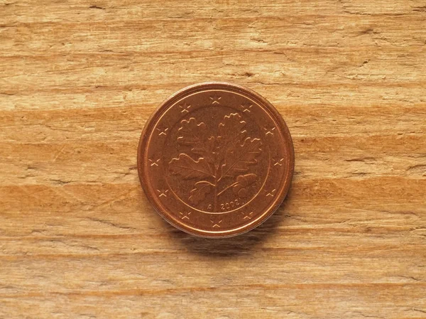 One Cent Coin German Side Showing Oak Twig Currency Germany — Fotografia de Stock