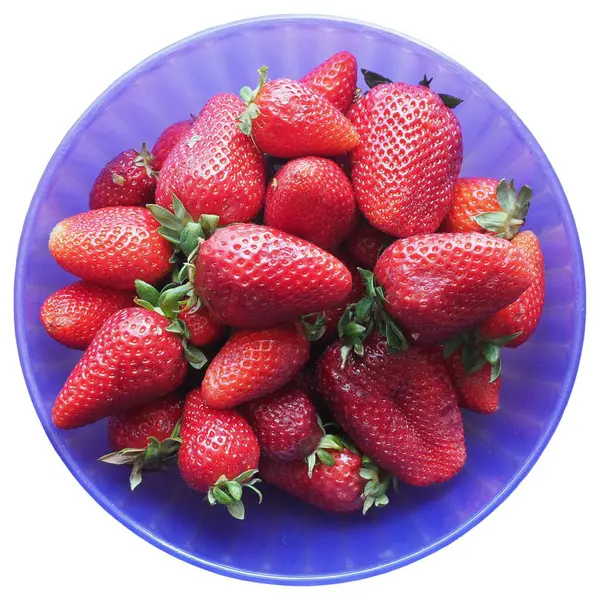 Strawberries Vegetarian Fruit Food Bowl Isolated White Background — Foto Stock