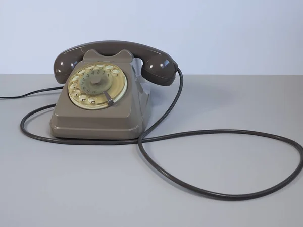 Vintage Cadran Rotatif Gris Téléphone Fixe Analogique — Photo