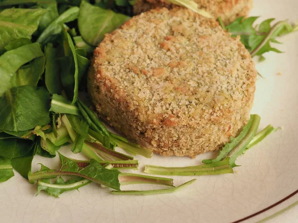 Vegan Burgers Πιάτο Σαλάτα Πράσινο Μαρούλι — Φωτογραφία Αρχείου