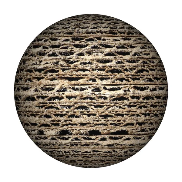 Brown Corrugated Cardboard Sphere White Background — Stock fotografie