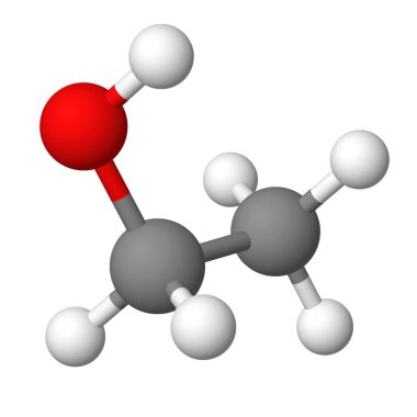 3D model of ethanol molecule of common drinking alcohol reminds the shape of a puppy dog