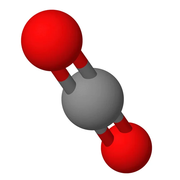 Karbondioksit Molekülünün Boyutlu Modeli Beyaz Arkaplan Üzerinde Izole Edildi — Stok fotoğraf