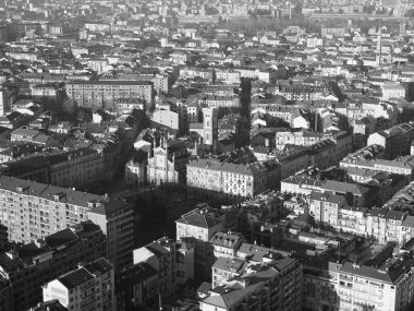 İtalya, Torino şehrinin siyah beyaz hava manzarası
