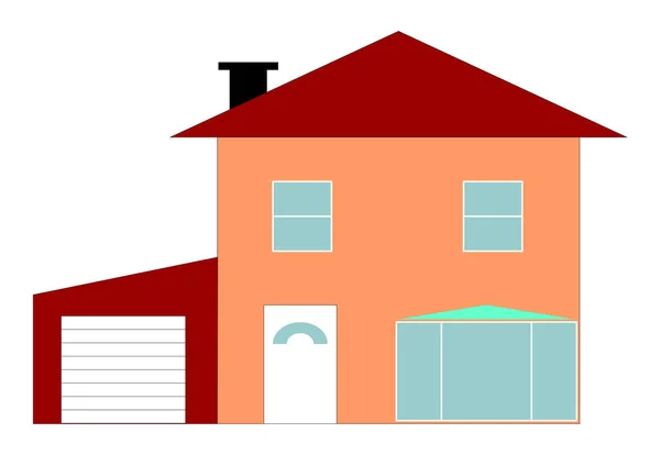 Single House Bow Window Car Port Illustration — Zdjęcie stockowe