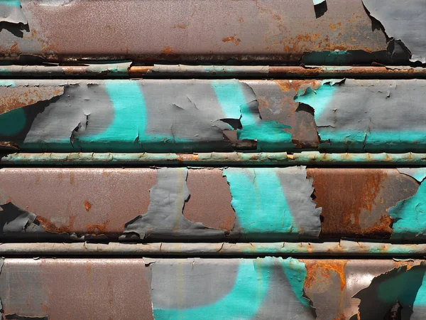 Grey Brown Green Rusted Metal Rolling Shutter Texture Useful Background — Stockfoto