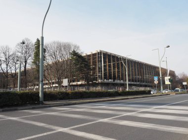 TURIN, ITALY - CIRCA FEBRUARY 2022: Palazzo del Lavoro kalıntıları (çeviri: İş Sarayı) Pierluigi Nervi tarafından 1961
