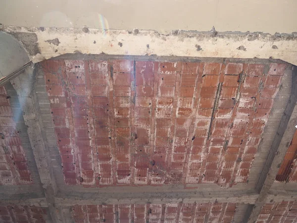 Old Damaged Unplastered Concrete Brick Slab — Fotografia de Stock