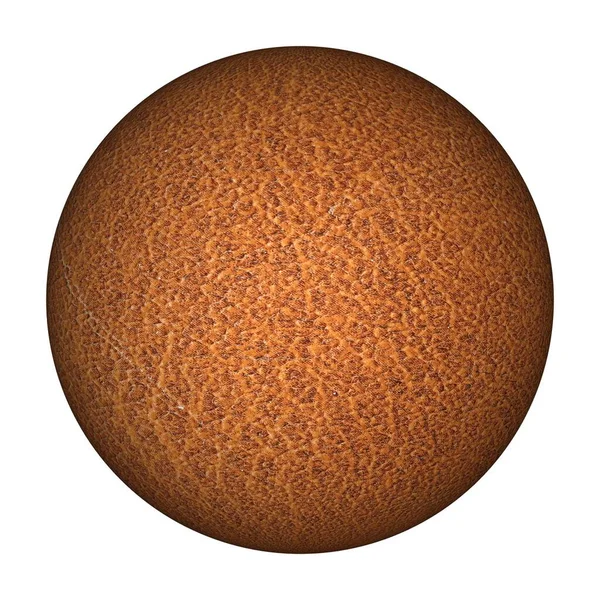 Brown Leatherette Faux Leather Sphere White Background — Stock Photo, Image