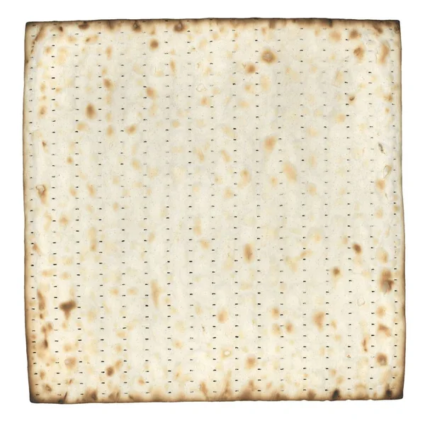 Matzah Jewish Unfermented Unleavened Bread Baked Food Isolated White Background — Fotografia de Stock