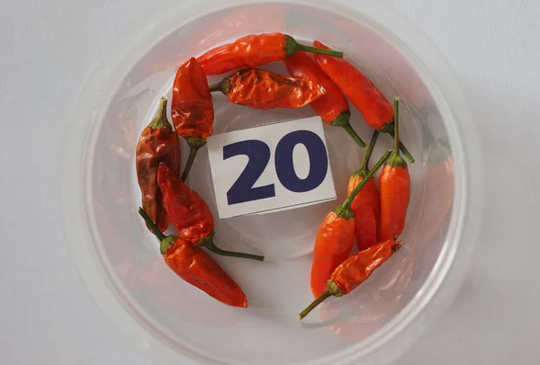 Numéro Red Hot Chili Pepper Nom Scientifique Capsicum — Photo