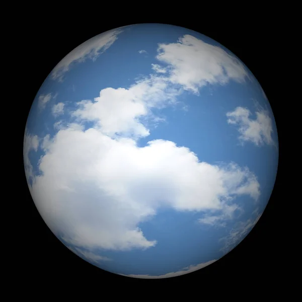 Siyah Bir Arkaplan Üzerinde Bulutlu Bir Gökyüzü Küresi — Stok fotoğraf