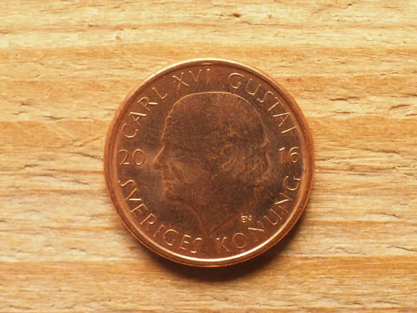 Νόμισμα Της Σουηδίας Δύο Κορώνες Κέρμα Εμπροσθότυπο Δείχνει Βασιλιά Carl — Φωτογραφία Αρχείου