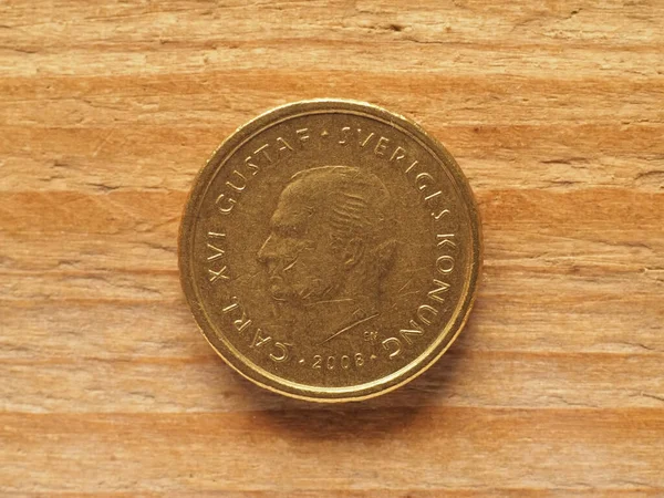Valuta Svédország Koronás Érme Obverz Mutatja Király Carl Xvi Gustaf — Stock Fotó