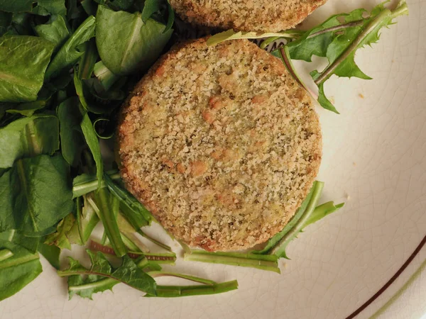 Vegane Burger Mit Grünem Salat — Stockfoto