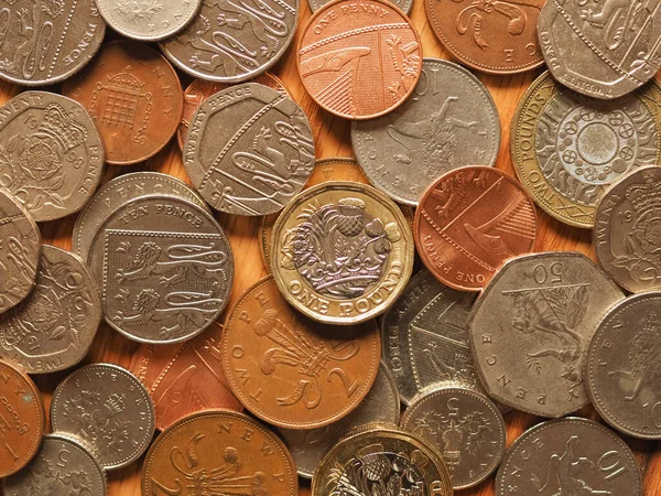 Pfund Münzen Währung Des Vereinigten Königreichs — Stockfoto