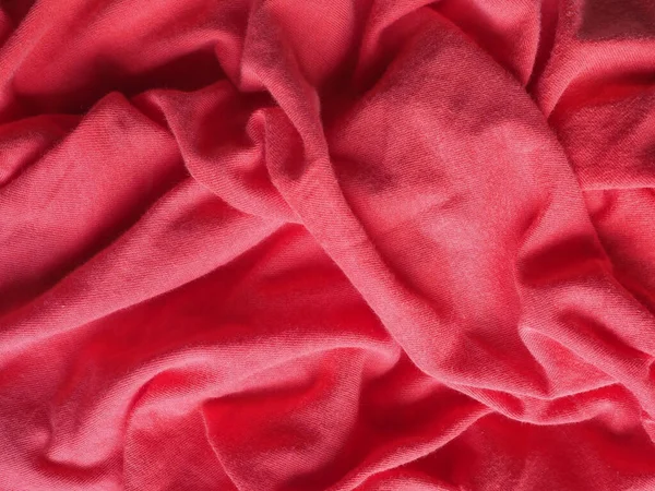 Мятая Красная Ткань Текстура Полезна Качестве Фона — стоковое фото