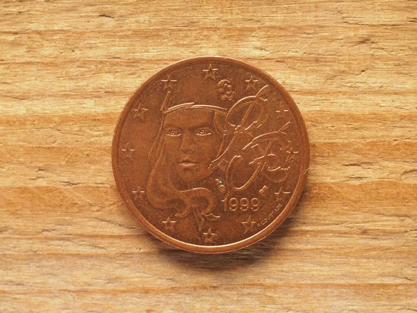 Cinci Cenți Monedă Partea Franceză Care Prezintă Portretul Personificării Marianne — Fotografie, imagine de stoc