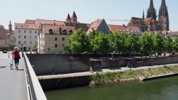 Regensburg Almanya Circa Hazi Ran 2022 Tuna Nehri Manzarası — Stok video