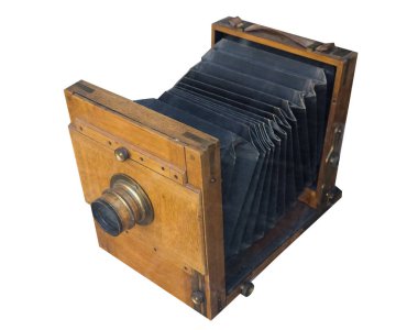 Beyaz arkaplanda izole edilmiş kuru plaka için klasik analog kamera
