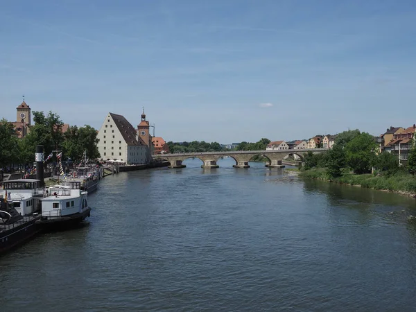 Regensburg Circa Juni 2022 Blick Auf Die Donau — Stockfoto