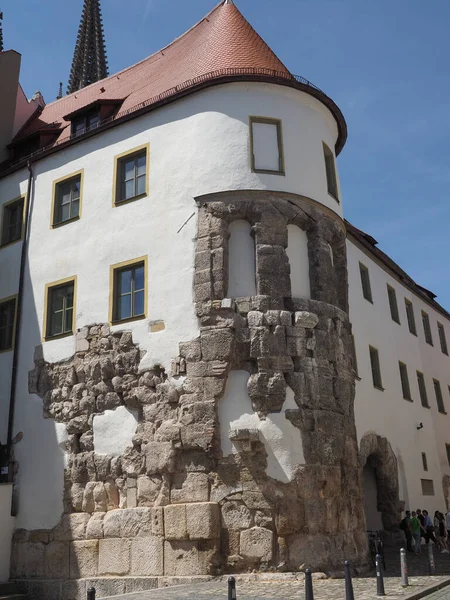 Regensburg Germany Circa June 2022 Porta Praetoria Ancient Roman Gate — Stock Photo, Image