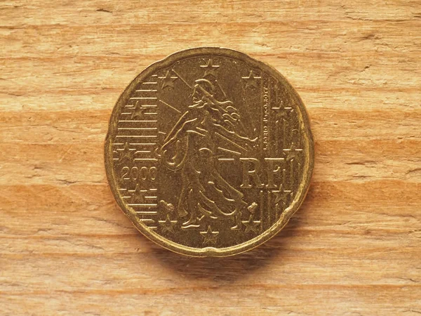 20セント硬貨 フランス側は女性の経済力を示し 通貨はフランス 欧州連合 — ストック写真