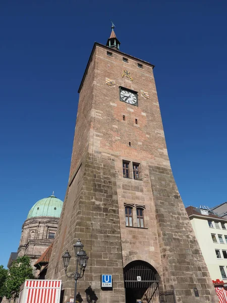 Weisser Turm Translation White Tower Nuernberg Germany — Stock Photo, Image
