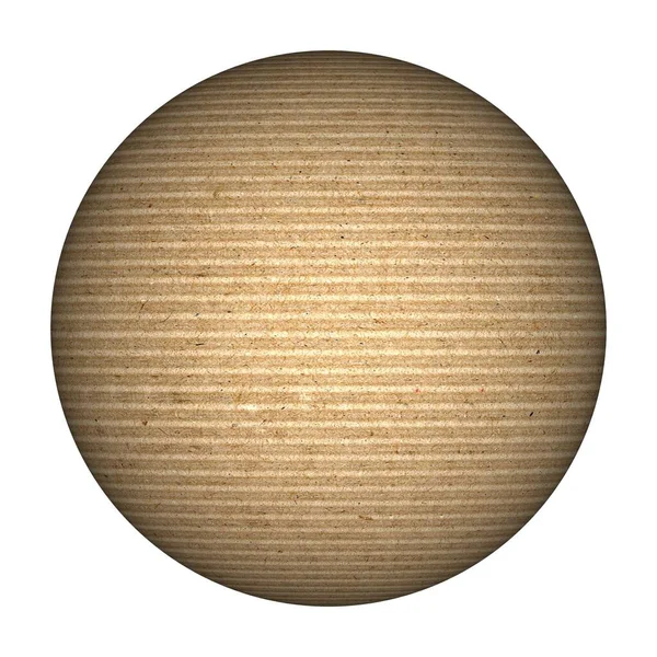 Brown Corrugated Cardboard Sphere White Background — 图库照片