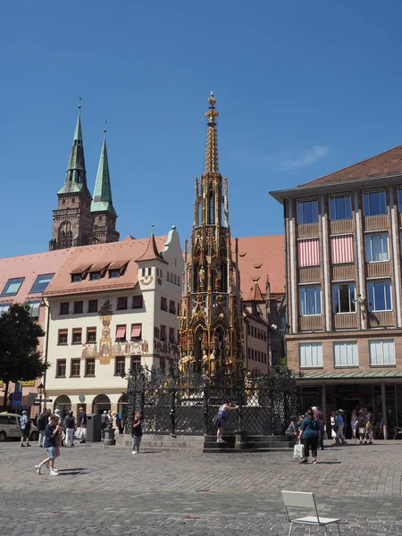 Nuernberg Allemagne Circa Juin 2022 Schoener Brunnen Traduction Belle Fontaine — Photo