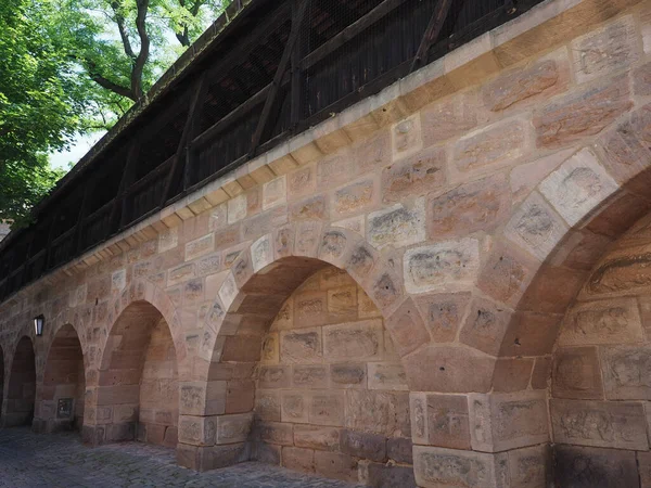 Historic Stone City Walls Nuernberg Germany — Foto de Stock