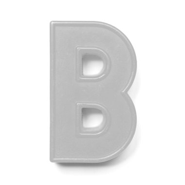 İngiliz alfabesinin B harfinin manyetik büyük harfi siyah ve beyaz.