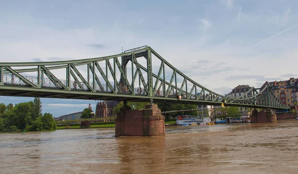 Eiserner Steg Bruecke Iron Bridge Frankfurt Main Tyskland — Stockfoto