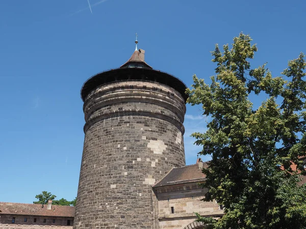 Torre Spittlertor Las Murallas Ciudad Nuernberg Alemania — Foto de Stock