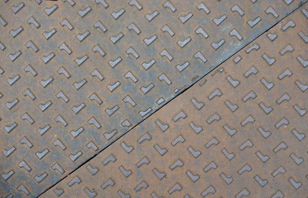 Brown Rusted Steel Metal Manhole Texture Useful Background — ストック写真