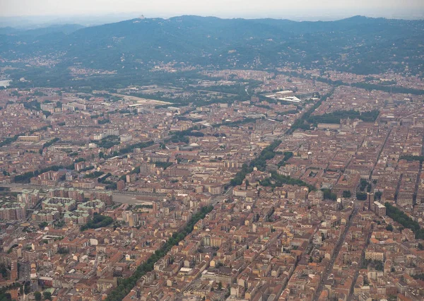 Letecký Pohled Město Turín Itálie — Stock fotografie
