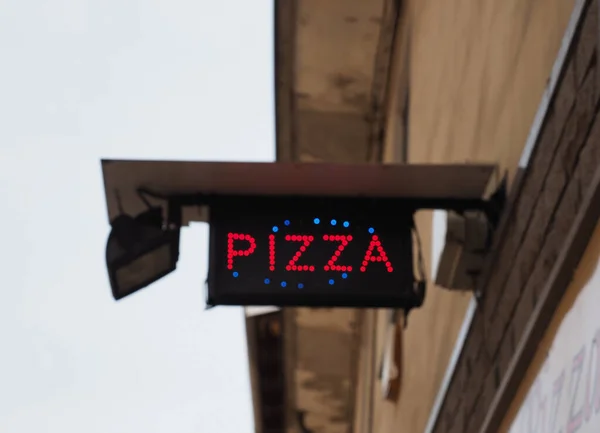 Led Pizza Sign Take Away Pizza Restaurant — 图库照片