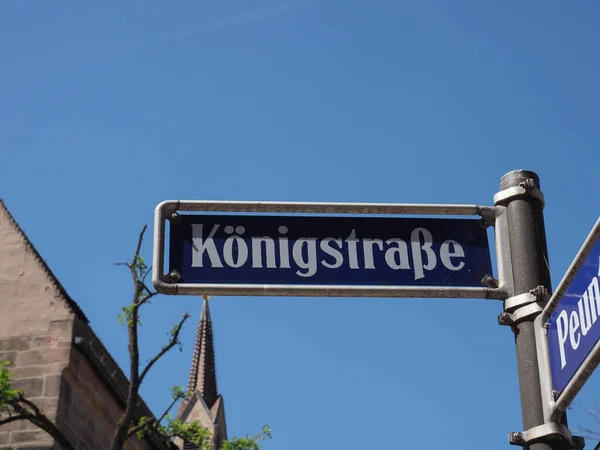 Koenigstrasse Translation King Street Sign Blue Sky — Foto Stock