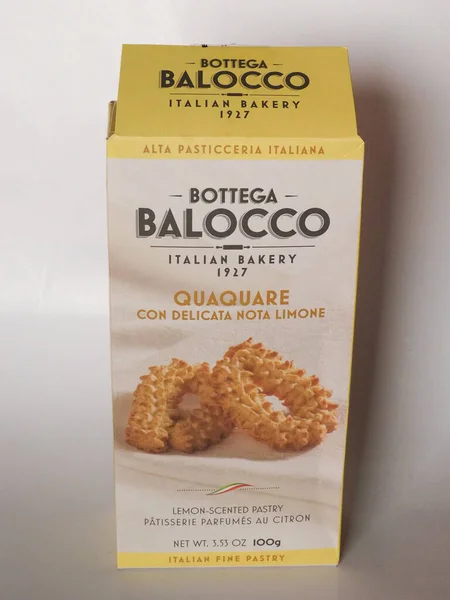 Fossano Italy Circa July 2022 Packet Balocco Quaquare Lemon Scented — Zdjęcie stockowe