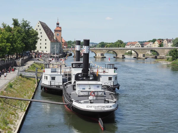 Regensburg Circa Juni 2022 Blick Auf Die Donau — Stockfoto