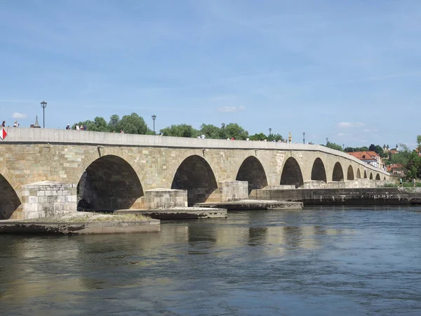 REGENSBURG, GERMANY - CIRCA HAZİRAN 2022: Tuna Nehri manzarası
