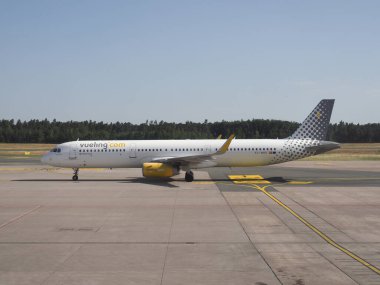 NUERNBERG, GERMANY - CIRCA JUNE 2022: Vueling Airbus A321-231 on the runway