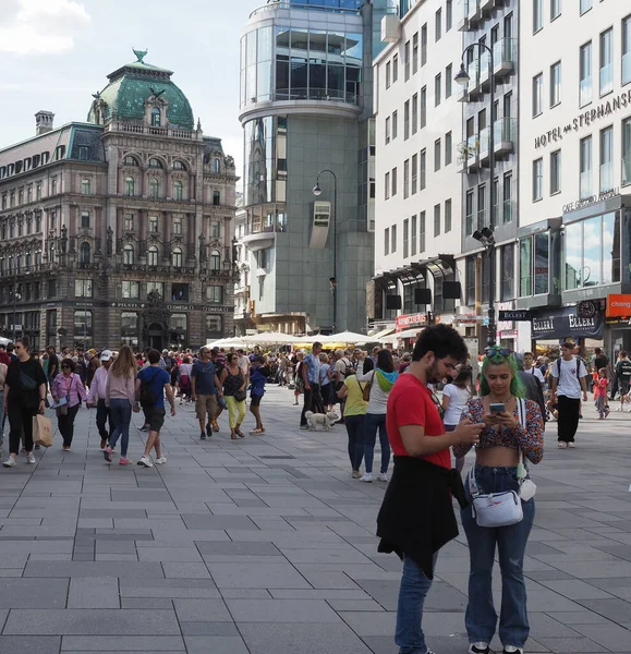 Viena Austria Circa Septiembre 2022 Personas Stephansplatz Traducción Plaza Catedral — Foto de Stock