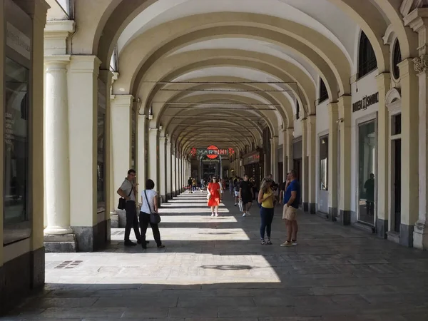 Turin Italy Circa August 2022 People Walking Piazza San Carlo —  Fotos de Stock