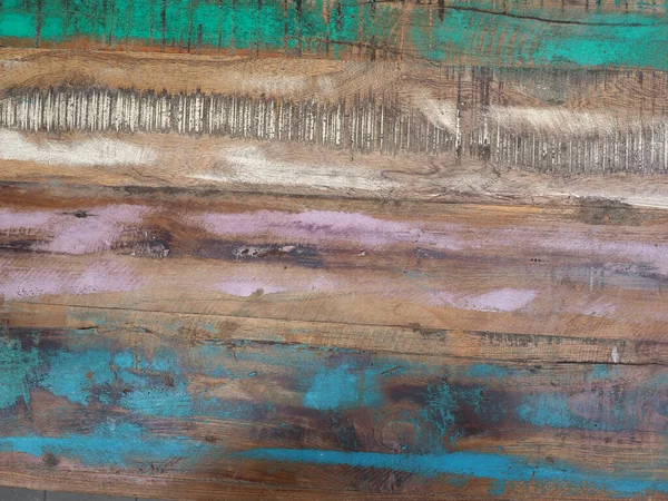Texture Bois Marron Avec Peinture Rose Bleu Vert Utile Comme — Photo